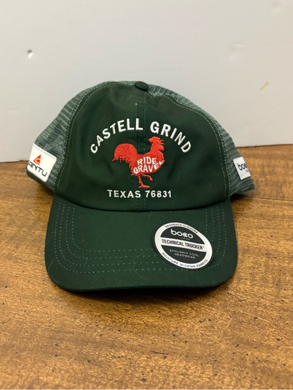 Castell Grind Texas 76831 Trucker Hat Boco Gear Rooster Green
